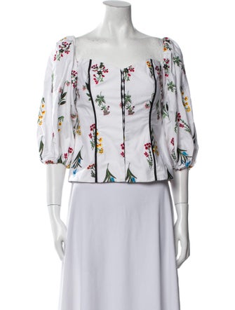 Caroline Constas Printed Square Neckline Crop Top