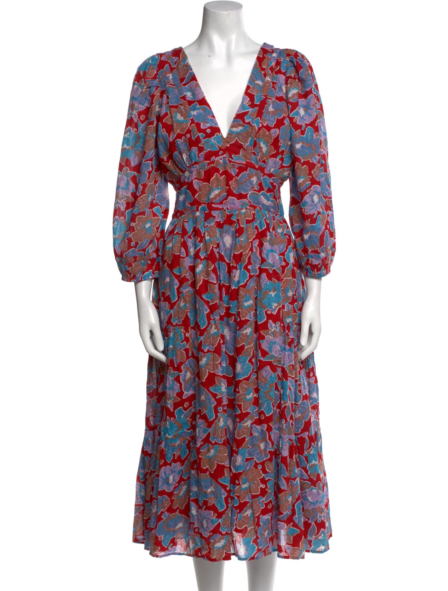 Caroline Constas Floral Print Midi Length Dress