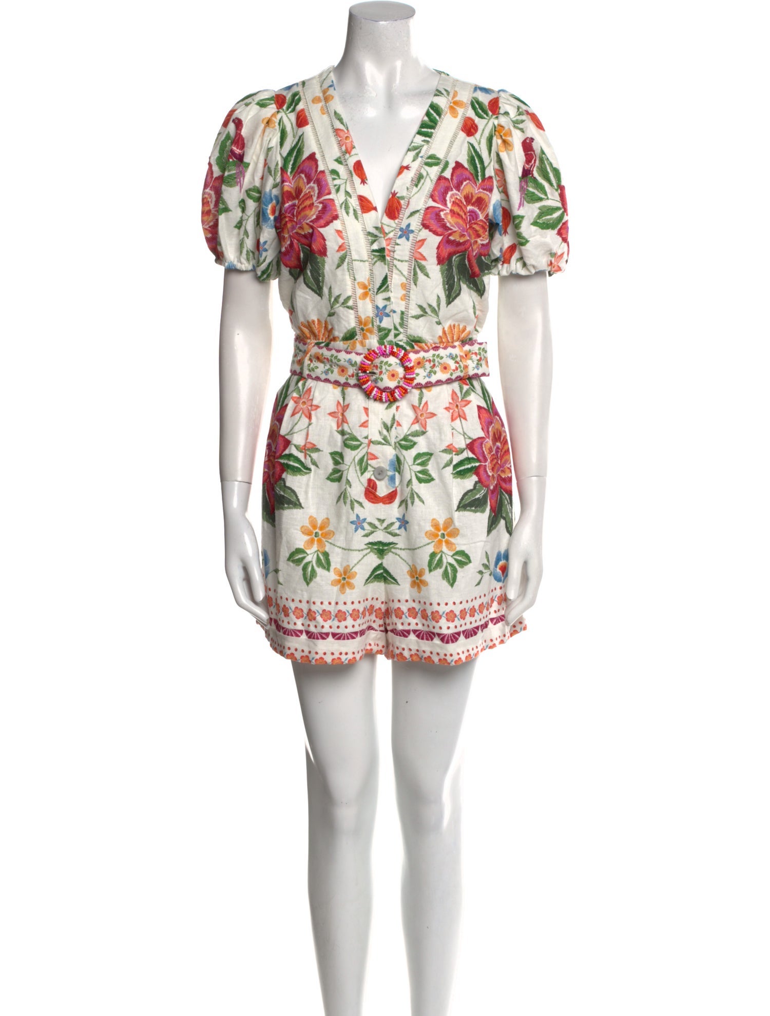 Caroline Constas Floral Print V-Neck Romper w/ Tags