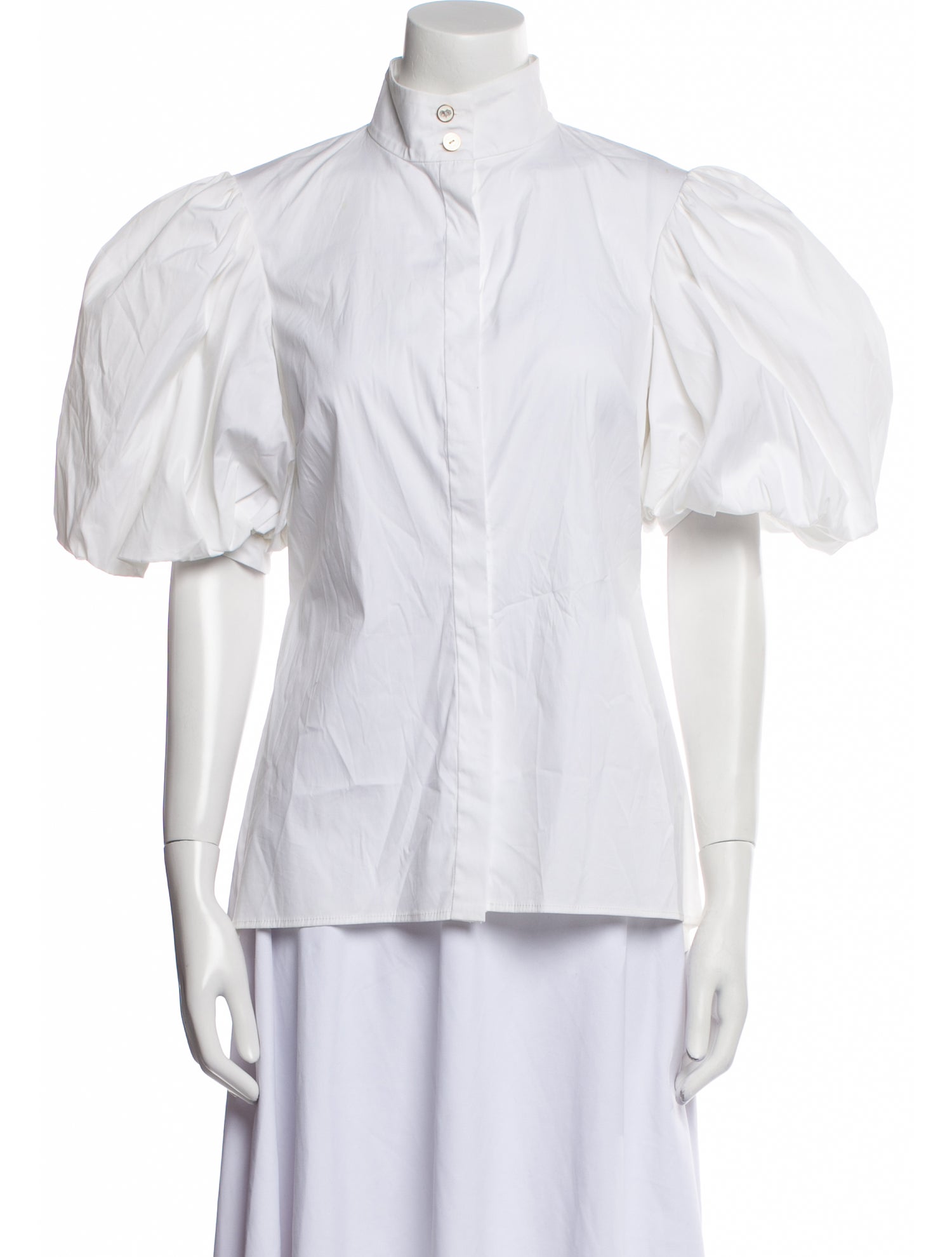Caroline Constas Turtleneck Short Sleeve Button-Up Top