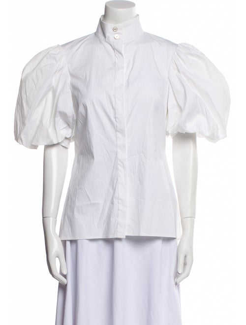 Caroline Constas Turtleneck Short Sleeve Button-Up Top