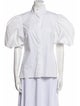 Caroline Constas Turtleneck Short Sleeve Button-Up Top