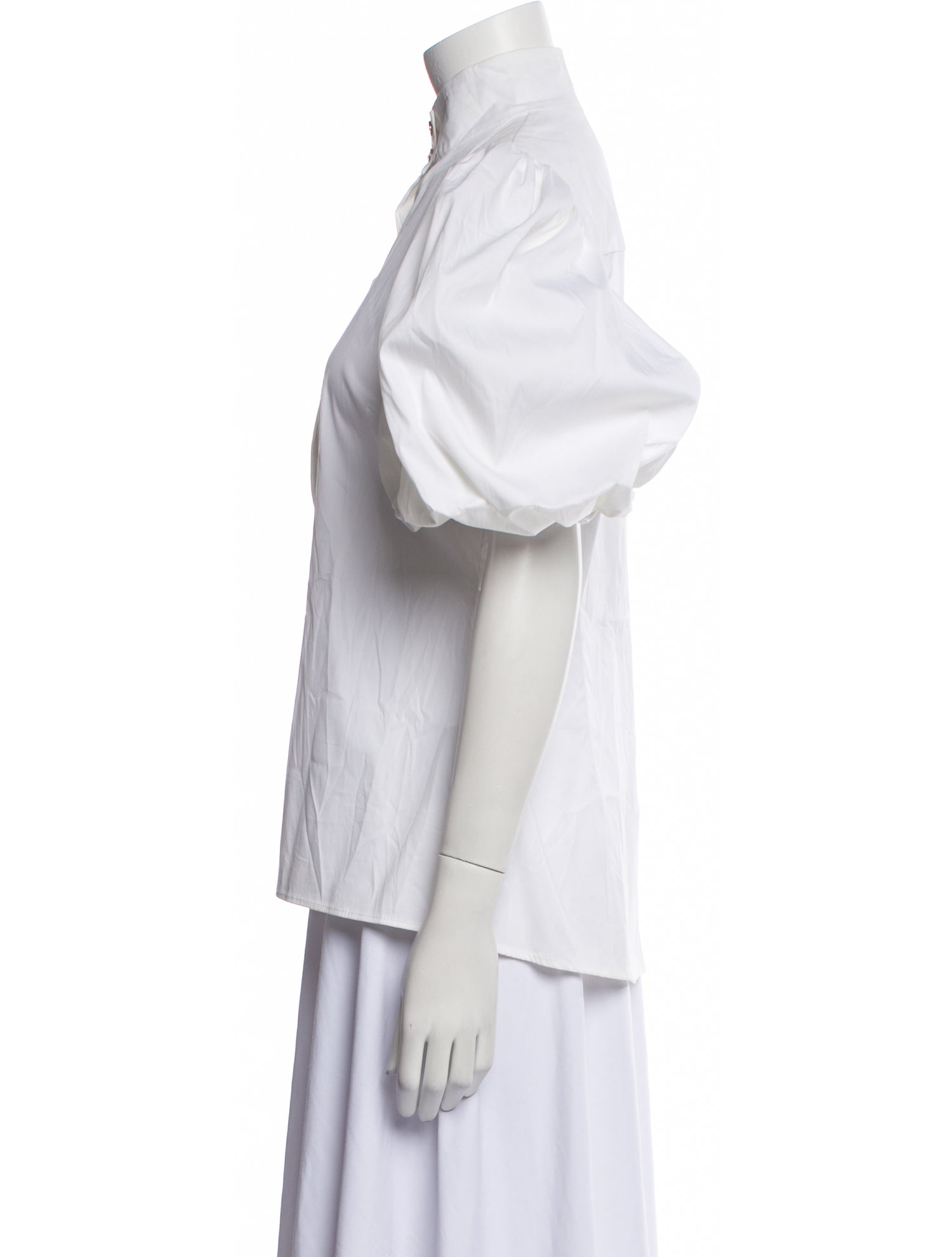 Caroline Constas Turtleneck Short Sleeve Button-Up Top