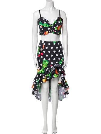 Caroline Constas Polka Dot Print Skirt Set