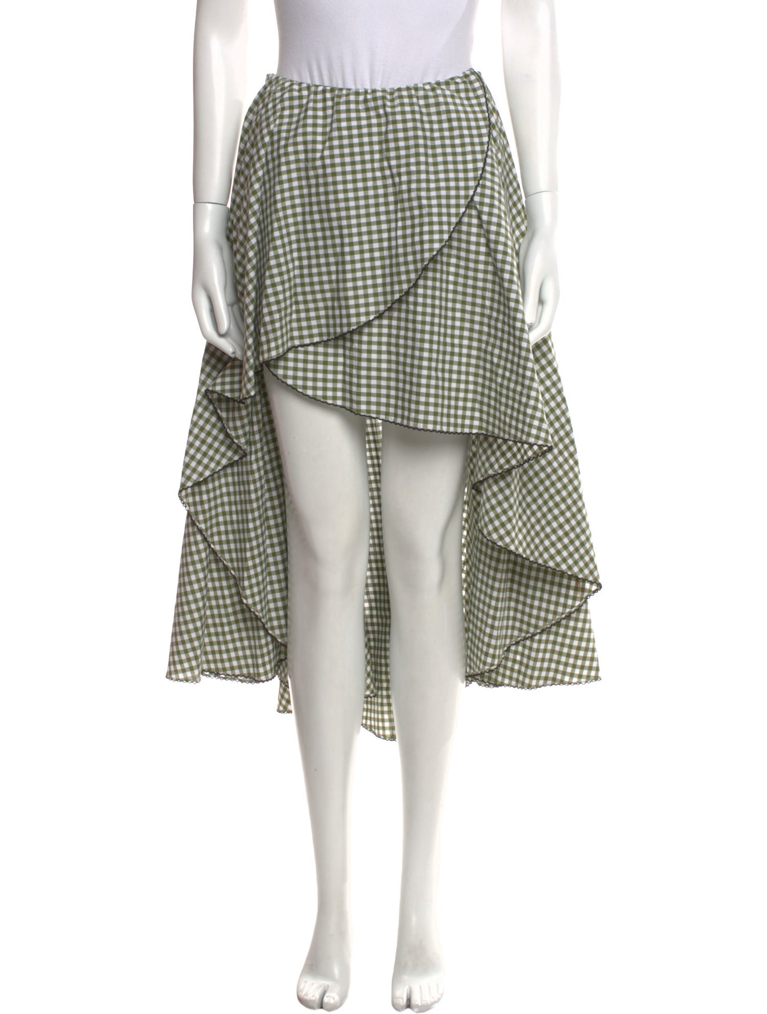 Caroline Constas Plaid Print Midi Length Skirt