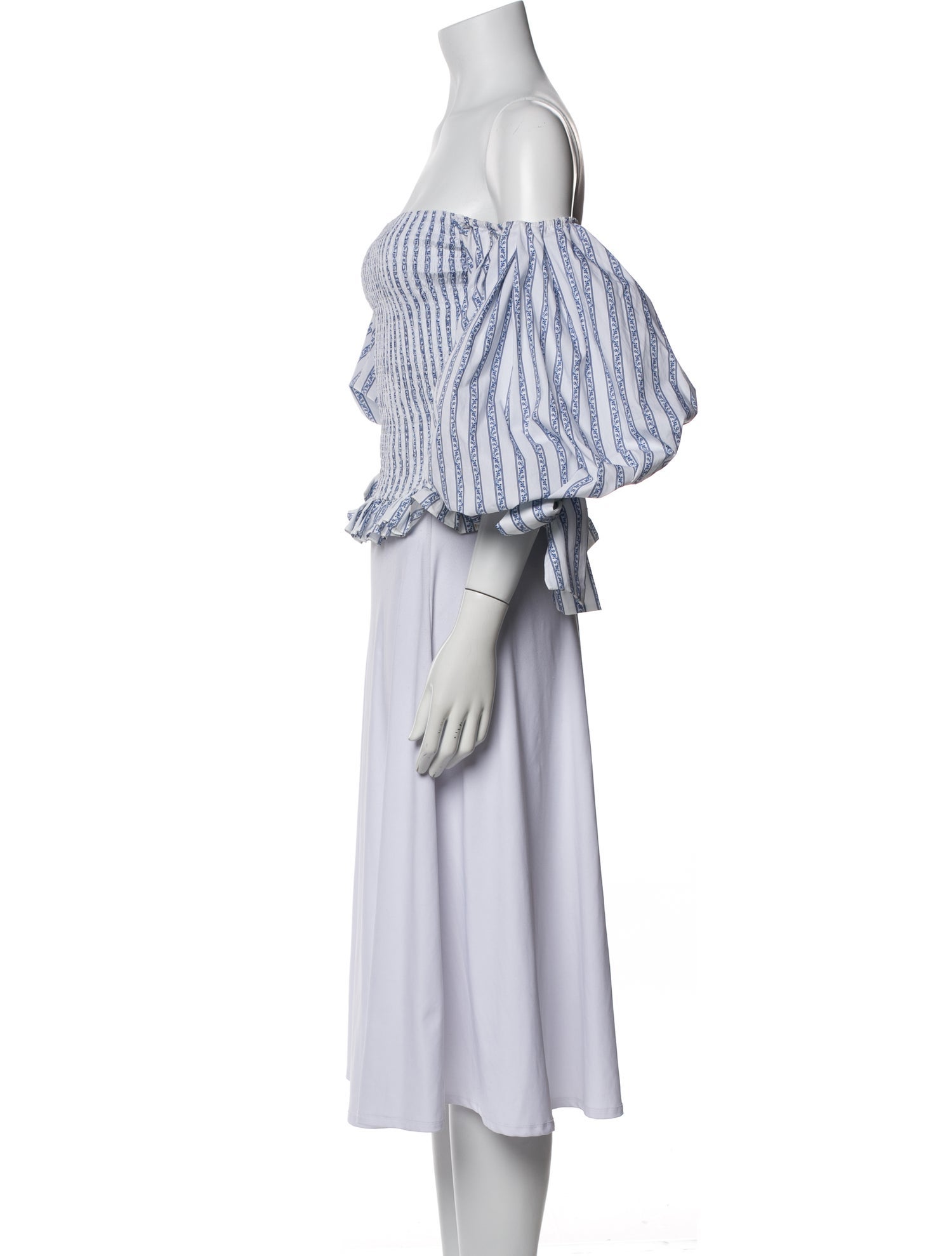 Caroline Constas Striped Off-The-Shoulder Crop Top