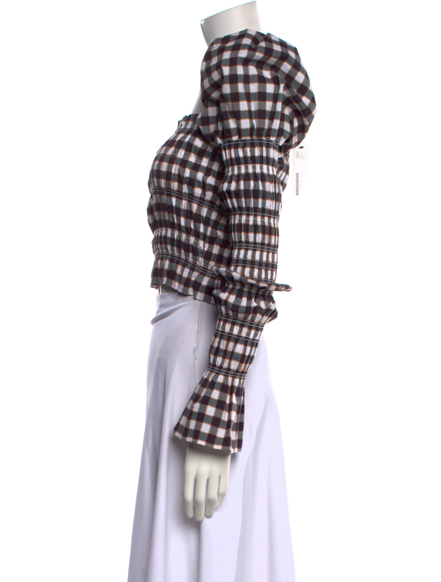 Caroline Constas Plaid Print Square Neckline Crop Top