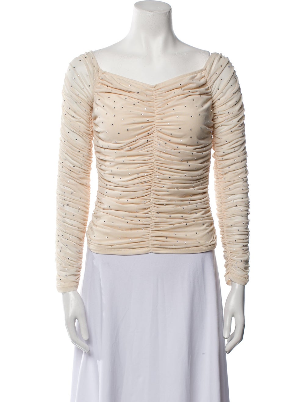 Caroline Constas Top Neutrals Patterned Long Slee… - image 1