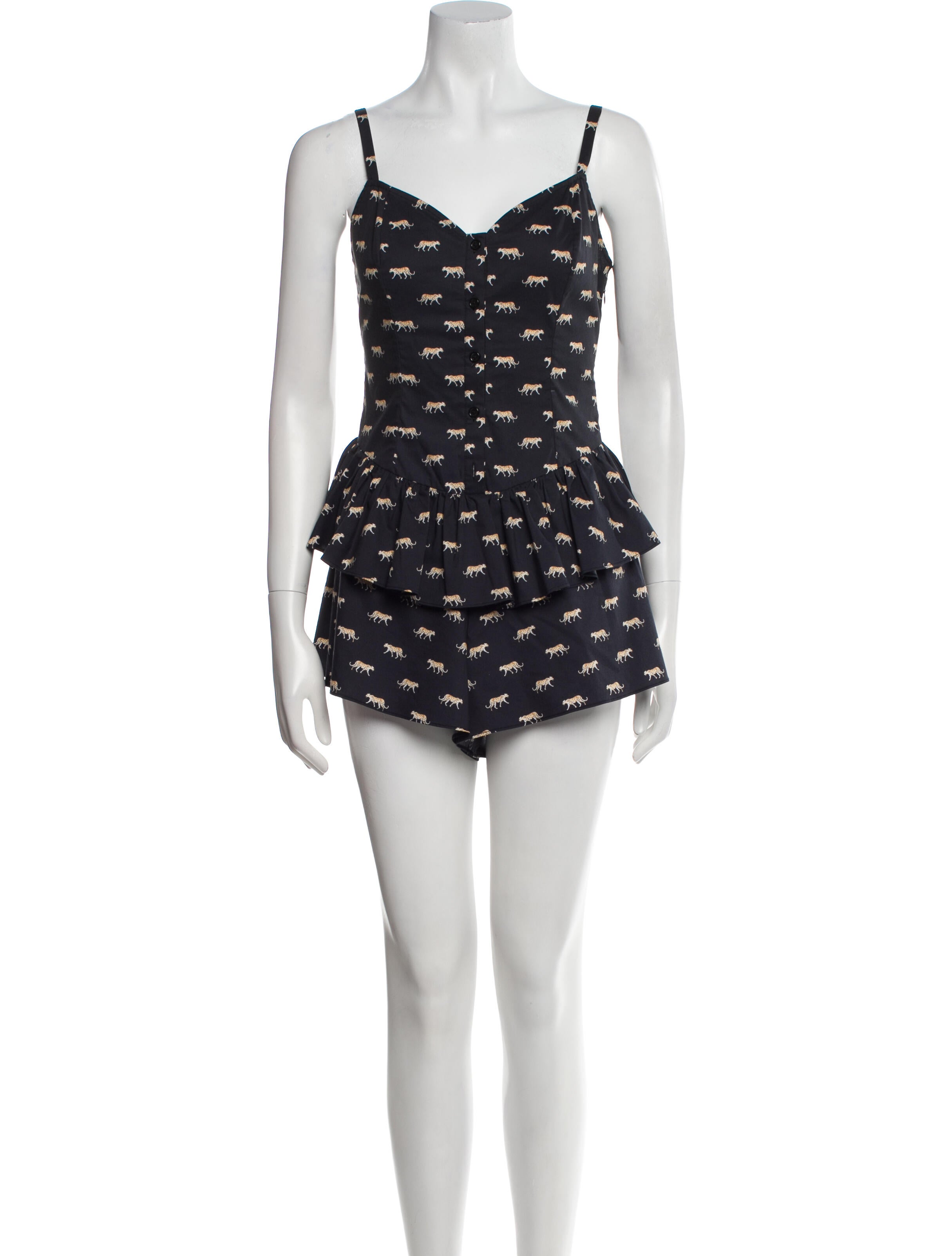 Caroline Constas Printed V-Neck Romper