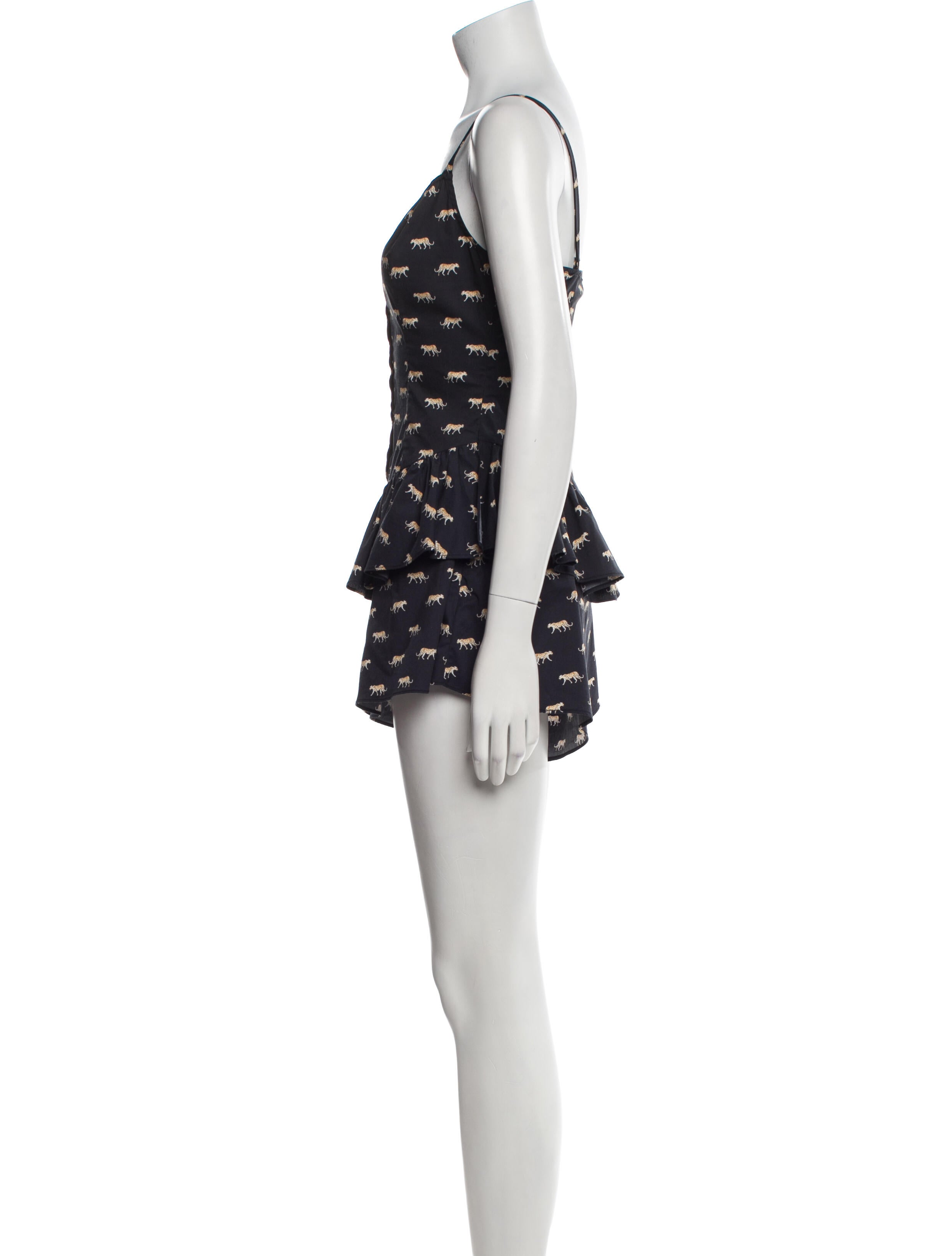 Caroline Constas Printed V-Neck Romper