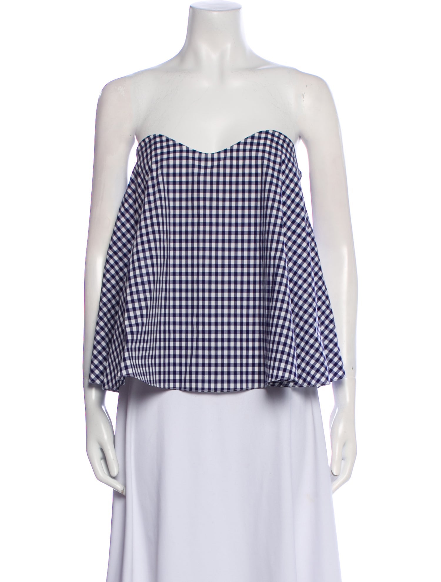 Caroline Constas Plaid Print Strapless Crop Top