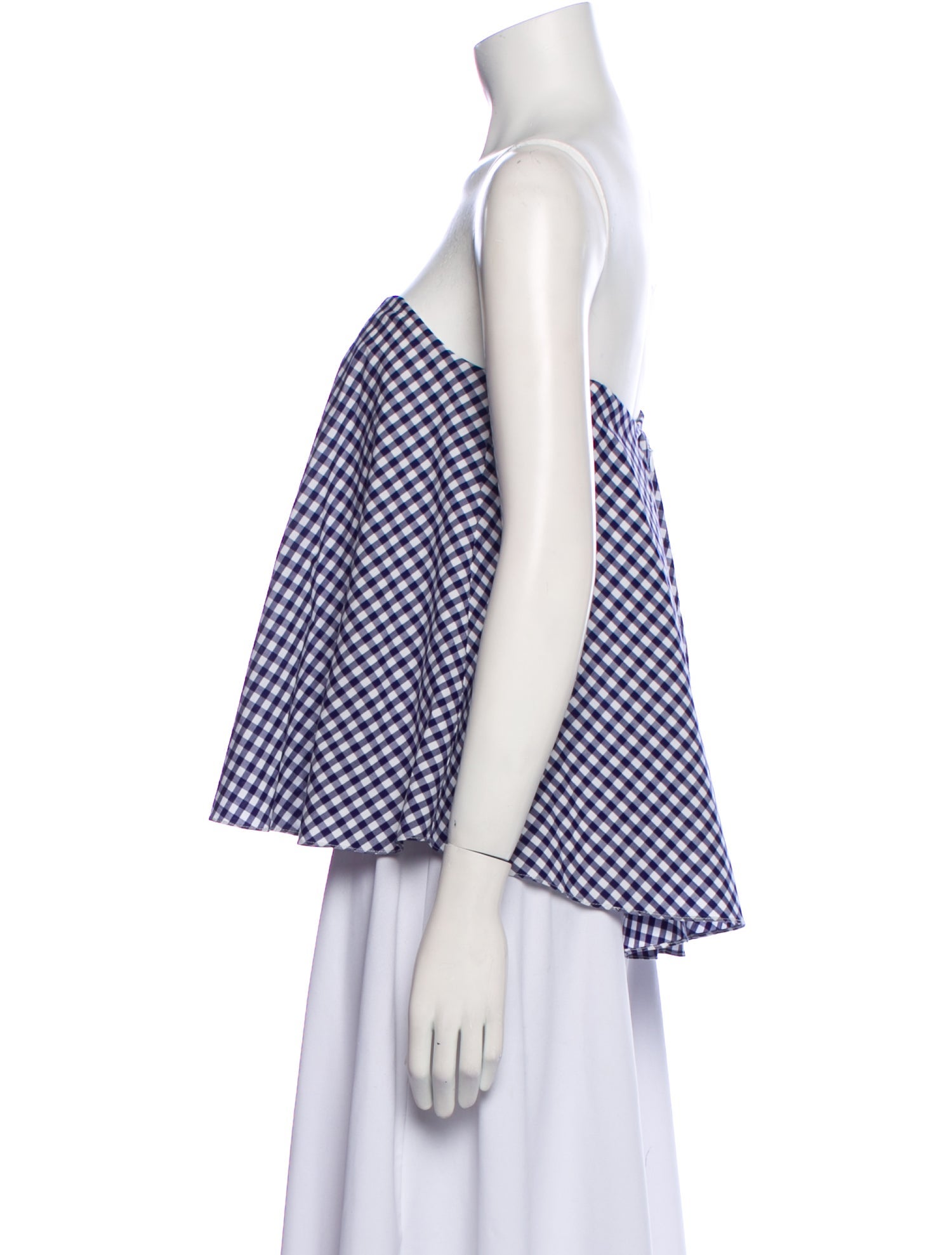 Caroline Constas Plaid Print Strapless Crop Top