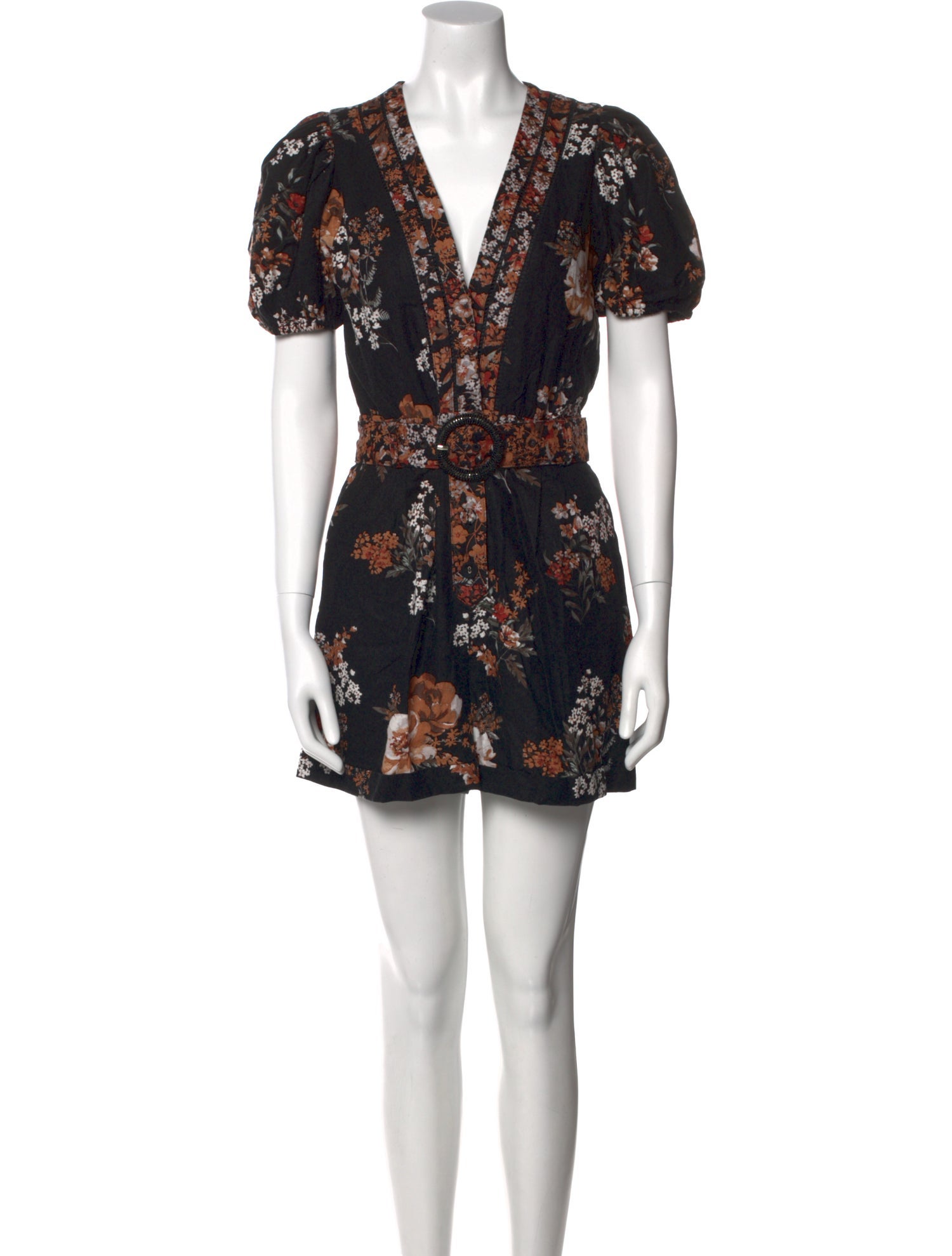 Caroline Constas Floral Print V-Neck Romper
