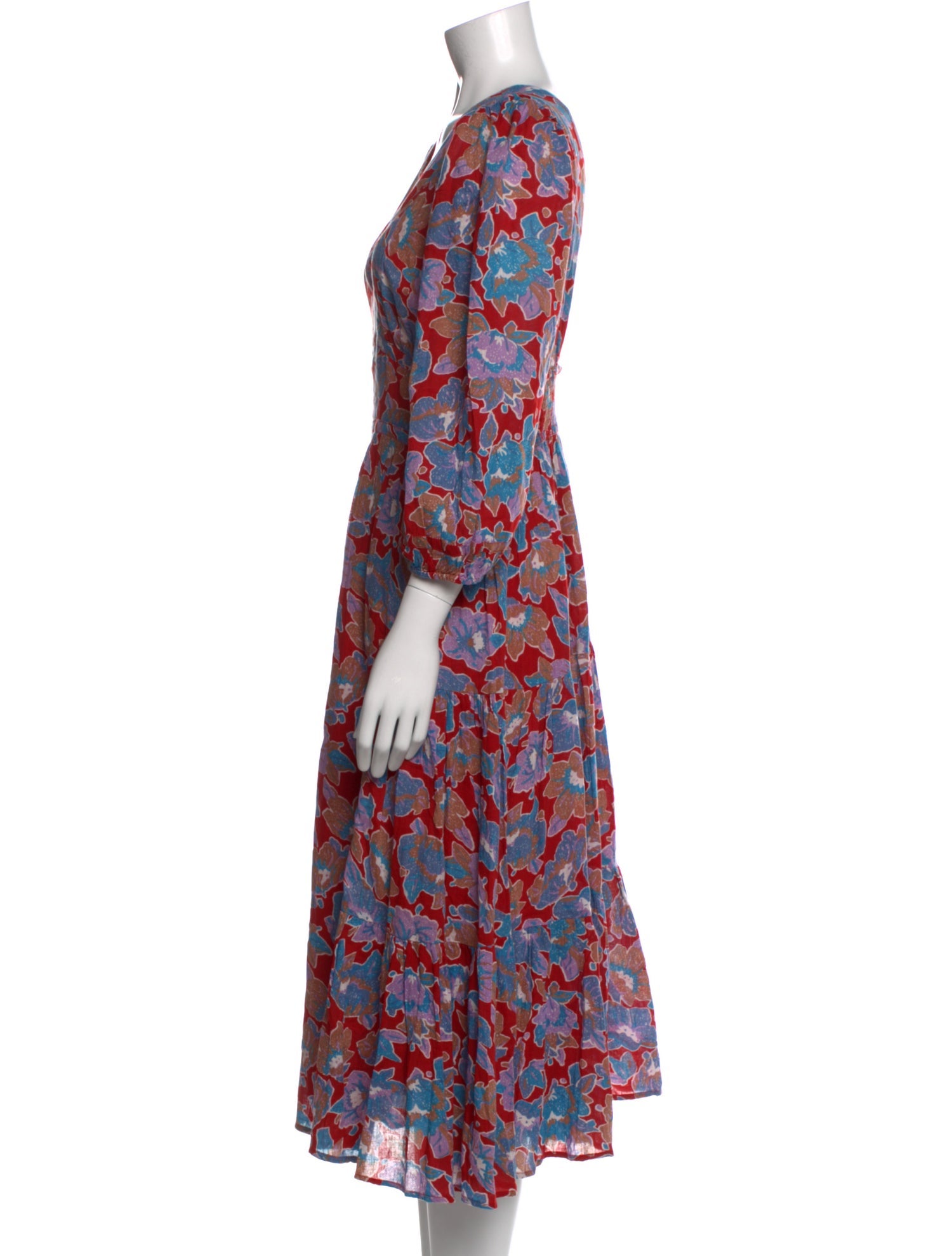 Caroline Constas Floral Print Midi Length Dress