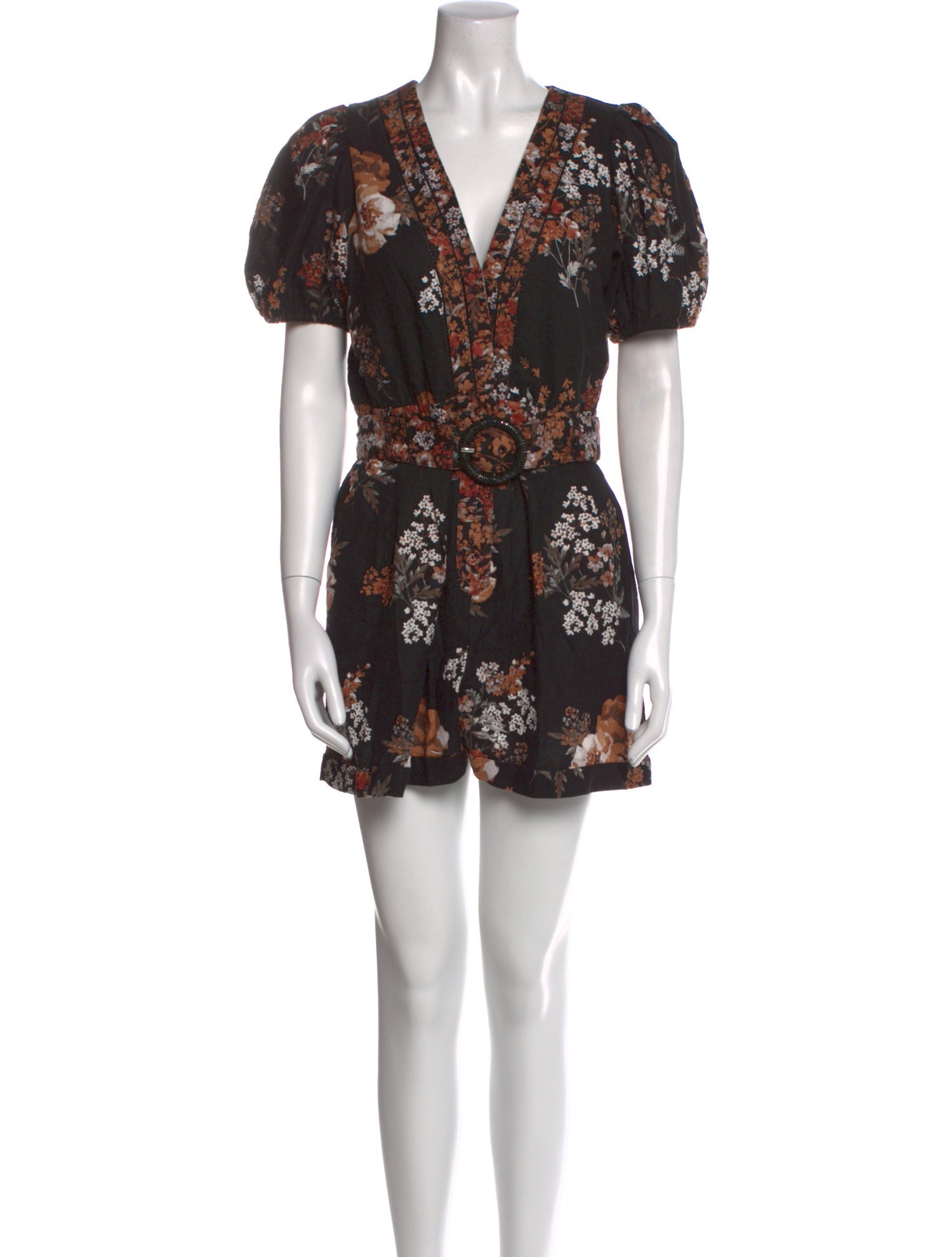 Caroline Constas Floral Print V-Neck Romper