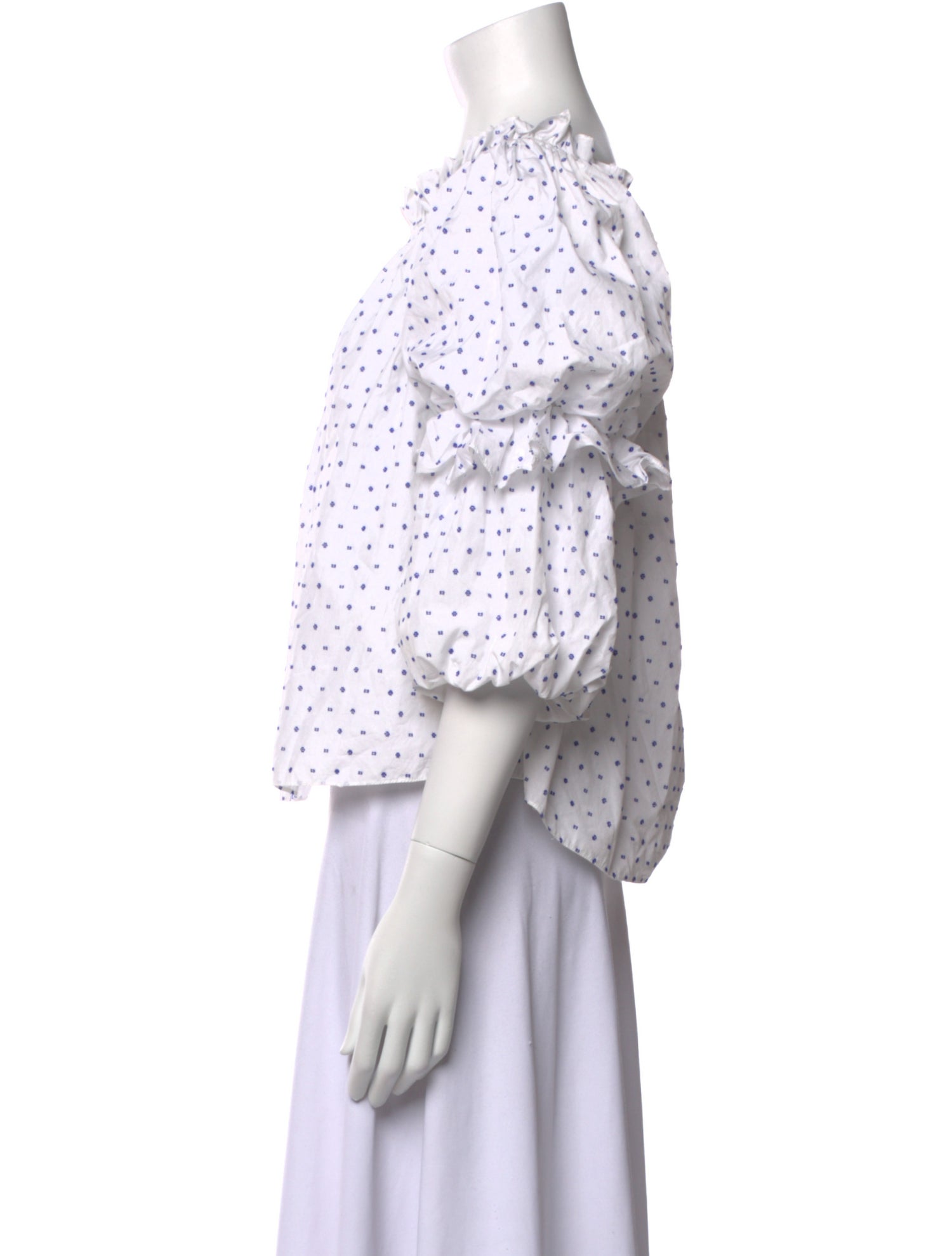 Caroline Constas Polka Dot Print Scoop Neck Crop Top