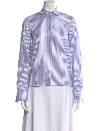 Caroline Constas Striped Long Sleeve Button-Up Top