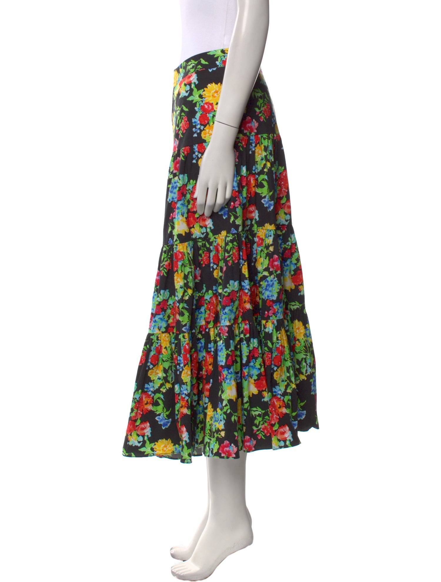 Caroline Constas Floral Print Midi Length Skirt