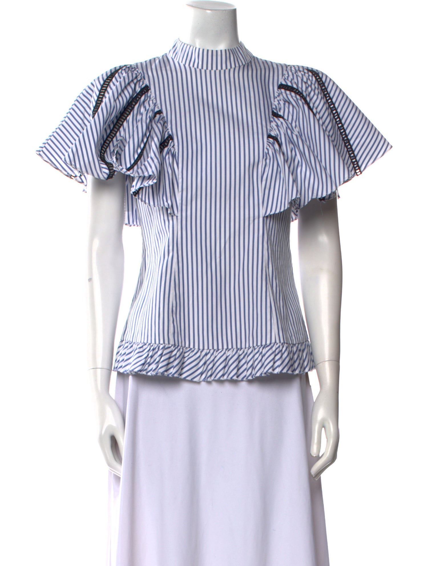 Caroline Constas Striped Mock Neck Top