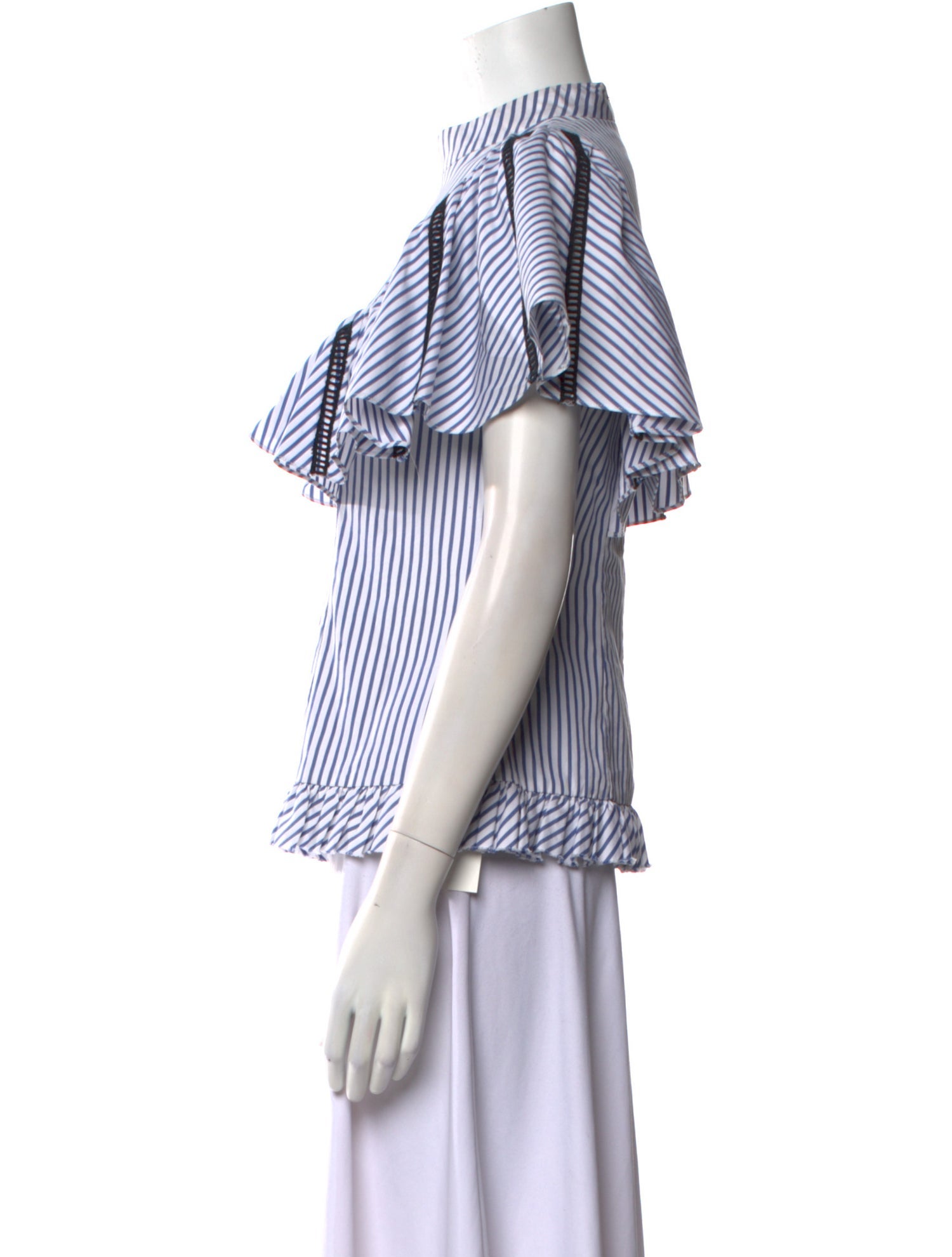 Caroline Constas Striped Mock Neck Top