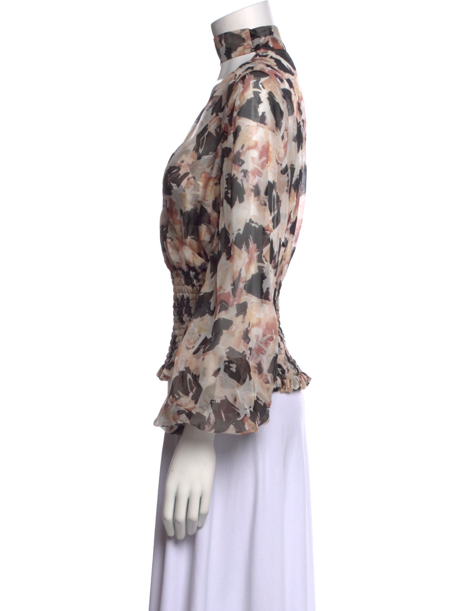 Caroline Constas Silk Floral Print Blouse