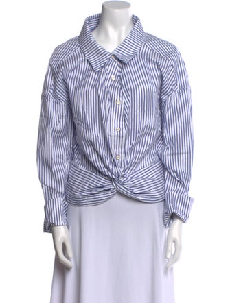 Caroline Constas Striped Long Sleeve Button-Up Top