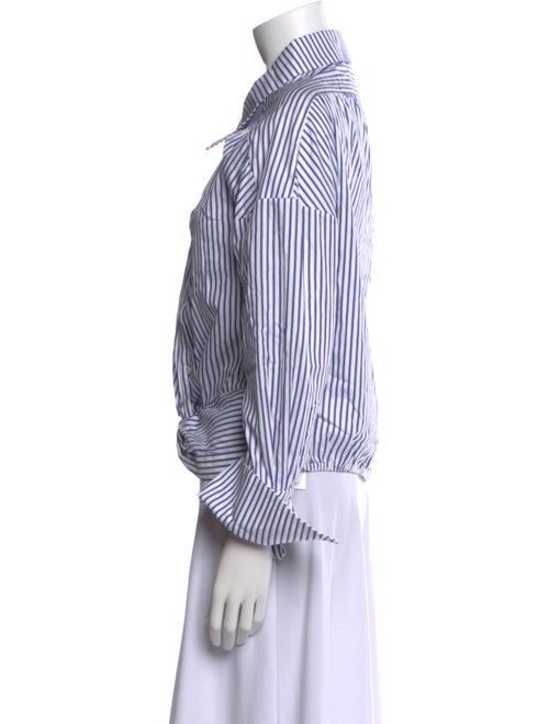 Caroline Constas Striped Long Sleeve Button-Up Top