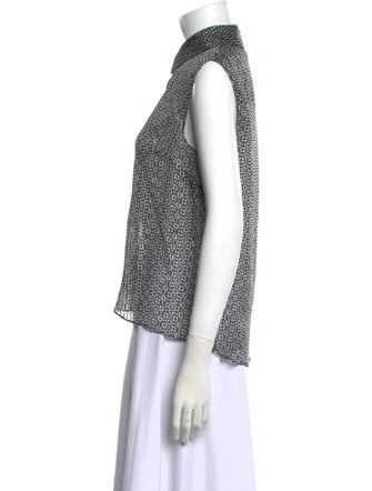 Caroline Constas Printed Mock Neck Button-Up Top