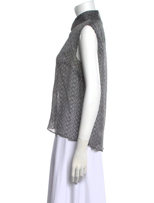 Caroline Constas Printed Mock Neck Button-Up Top