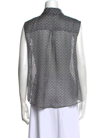 Caroline Constas Printed Mock Neck Button-Up Top