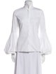 Caroline Constas Mock Neck Long Sleeve Button-Up Top