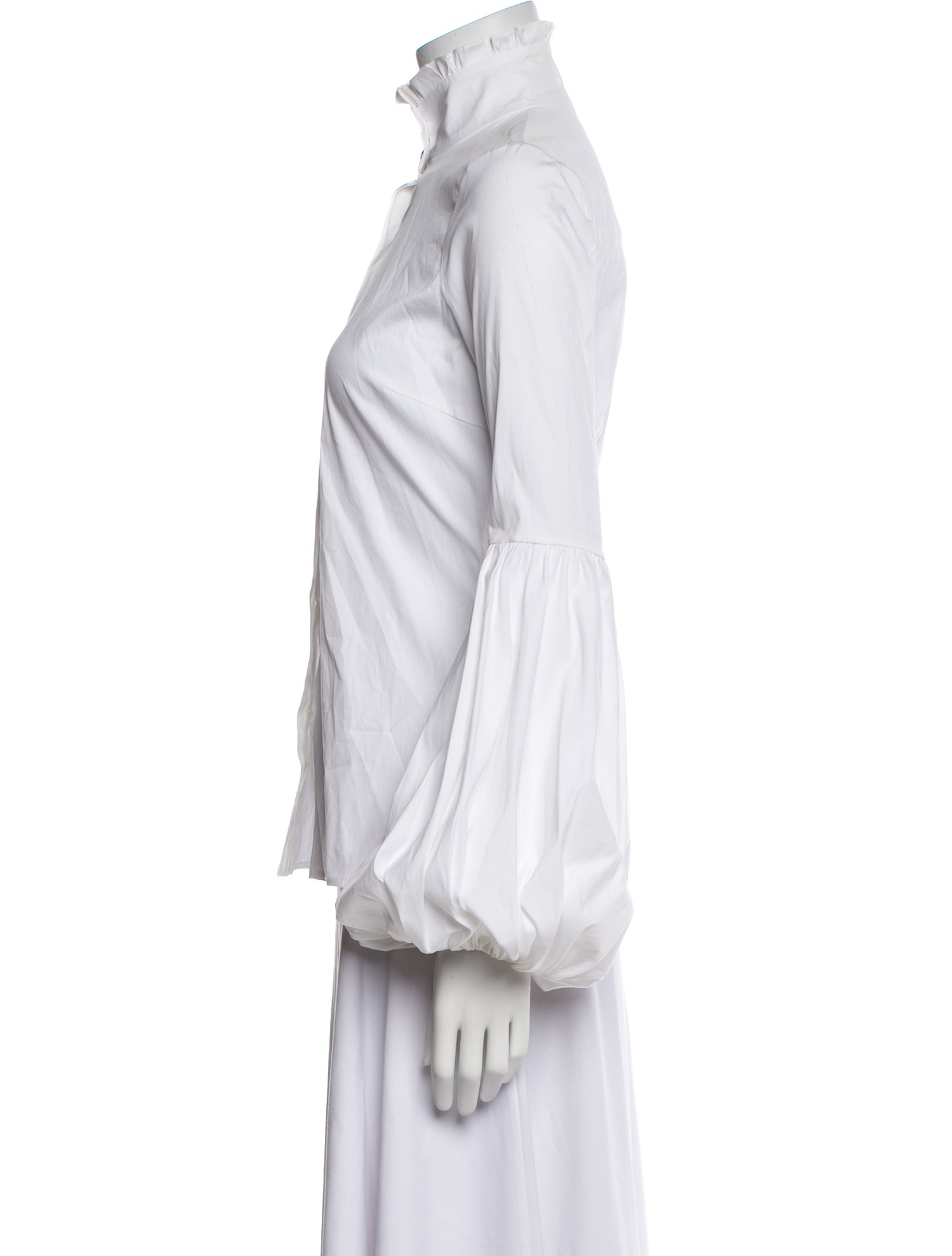 Caroline Constas Mock Neck Long Sleeve Button-Up Top