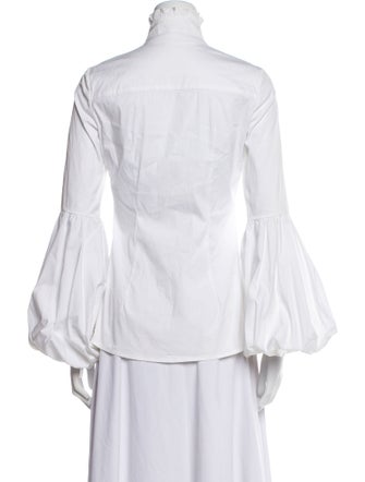 Caroline Constas Mock Neck Long Sleeve Button-Up Top