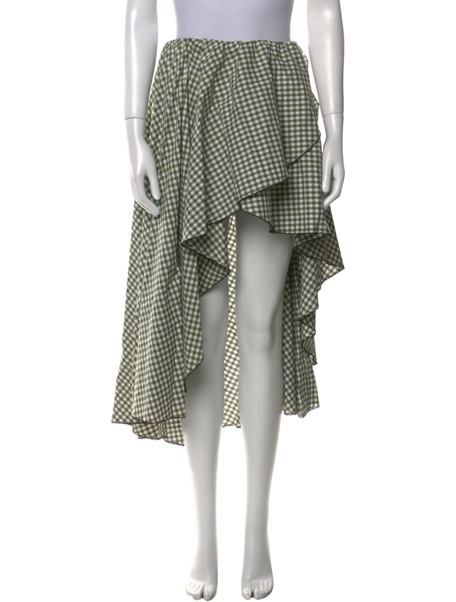 Caroline Constas Plaid Print Midi Length Skirt