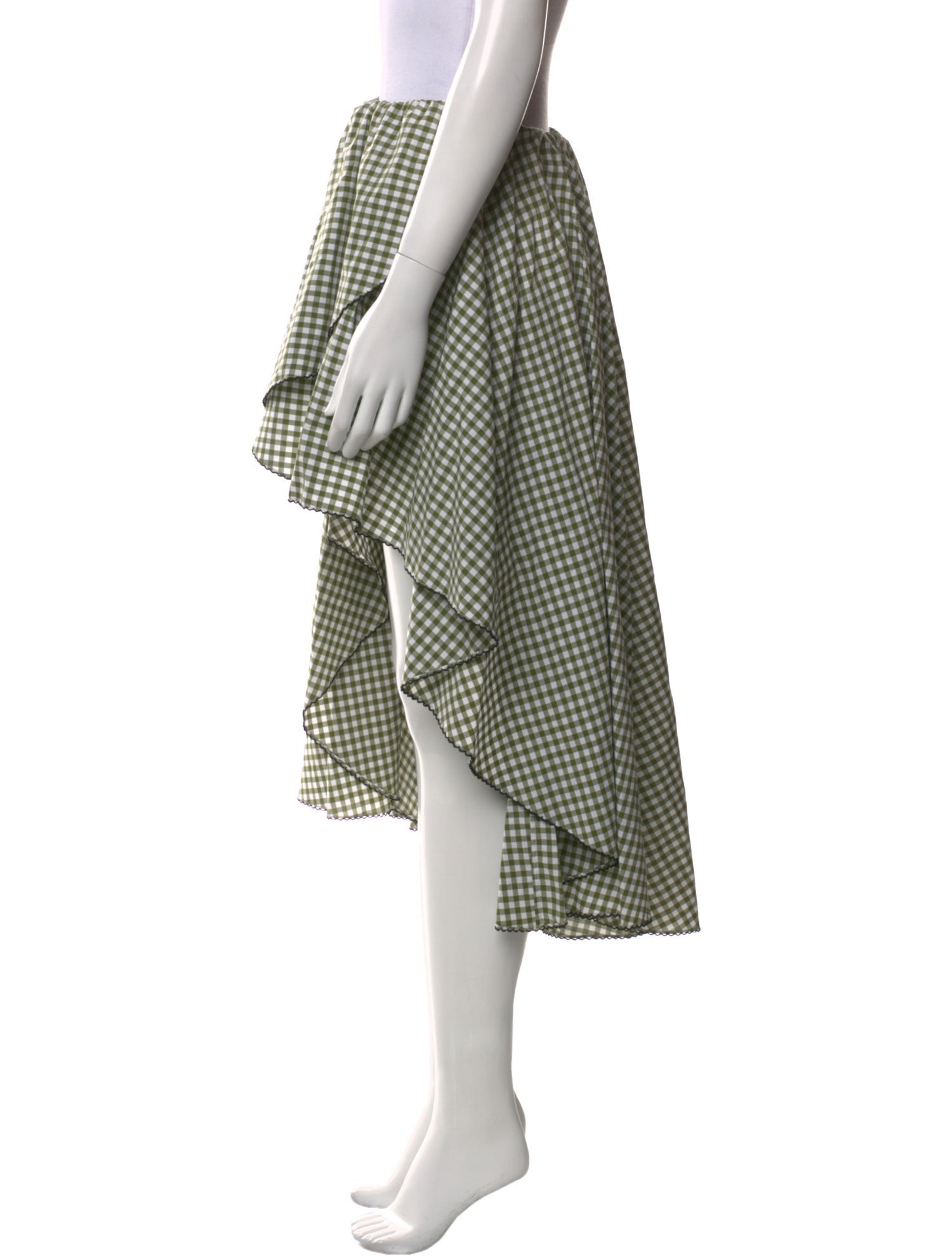 Caroline Constas Plaid Print Midi Length Skirt