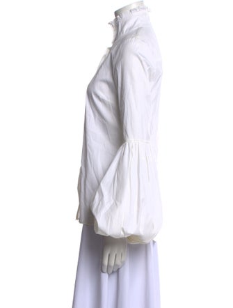 Caroline Constas Mock Neck Long Sleeve Button-Up Top