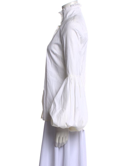 Caroline Constas Mock Neck Long Sleeve Button-Up Top