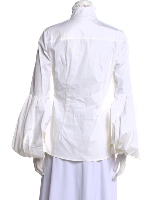 Caroline Constas Mock Neck Long Sleeve Button-Up Top