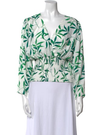 Caroline Constas Printed V-Neck Blouse