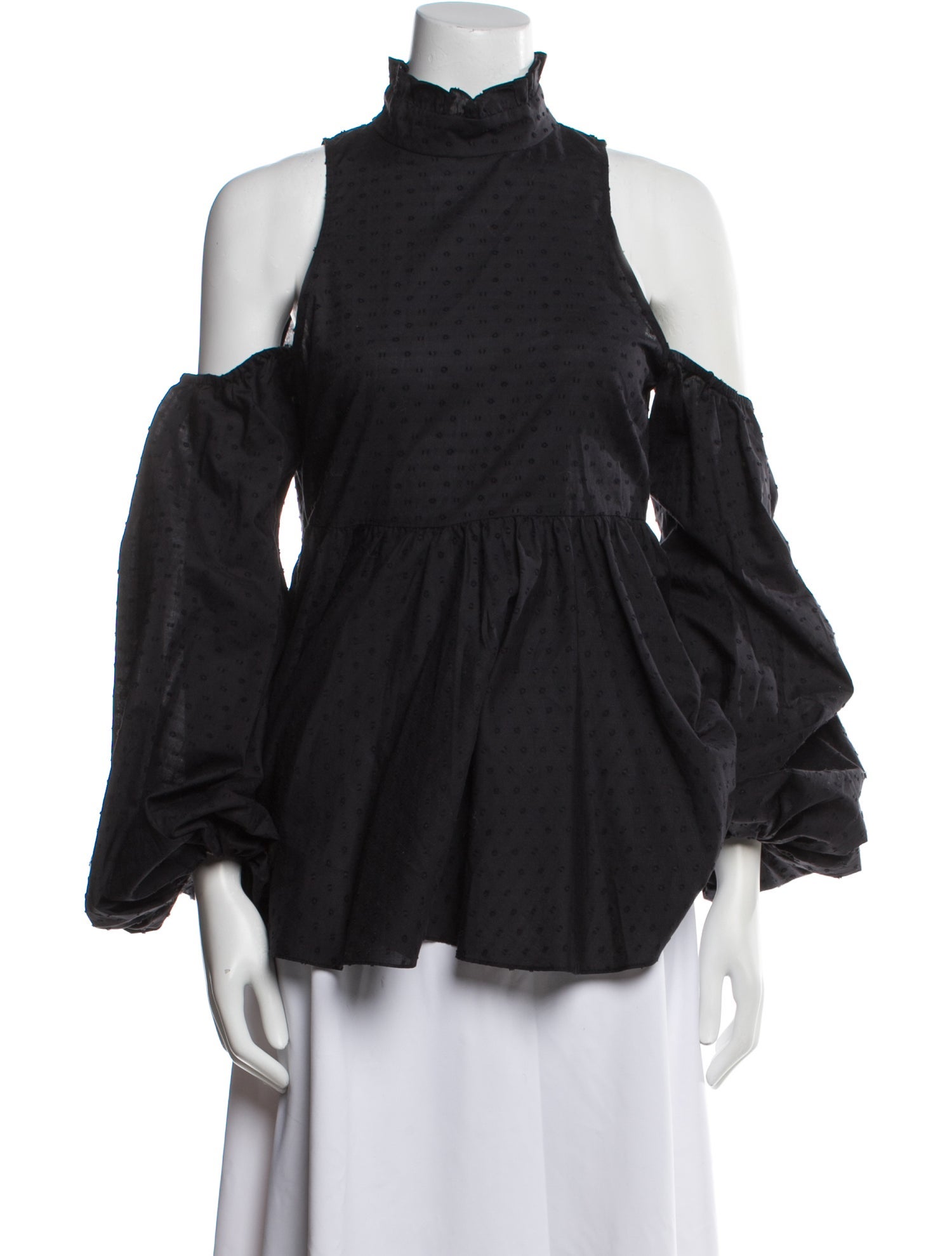 Caroline Constas Mock Neck Three-Quarter Sleeve Blouse