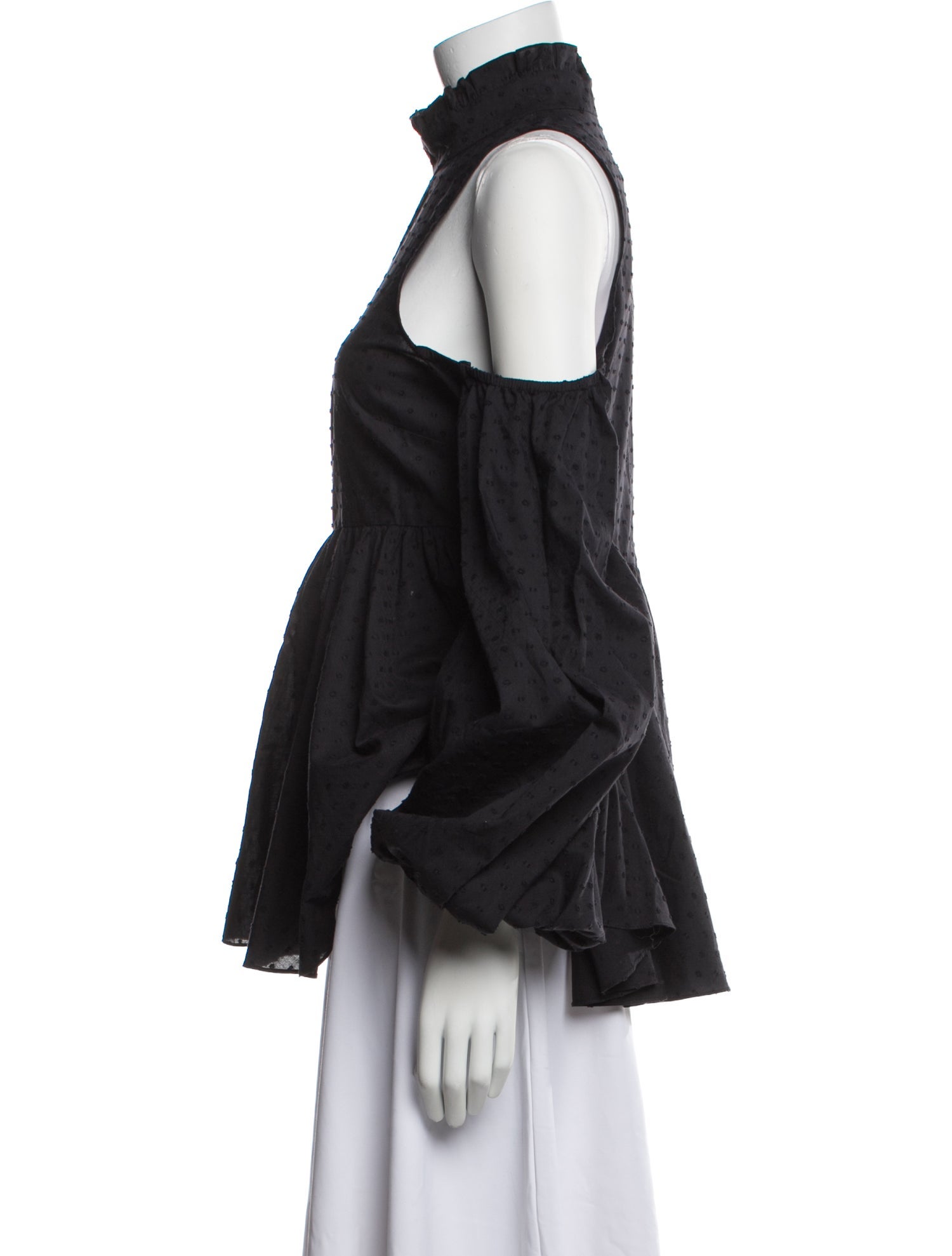 Caroline Constas Mock Neck Three-Quarter Sleeve Blouse