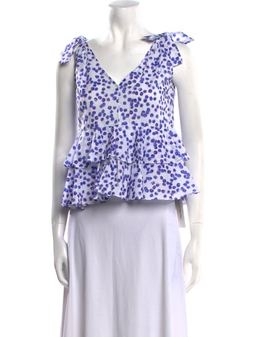 Caroline Constas Printed V-Neck Crop Top