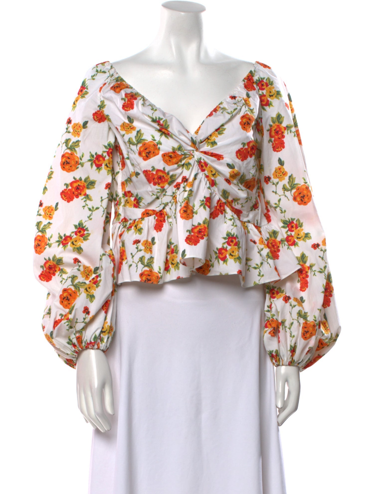 Caroline Constas Floral Print V-Neck Blouse