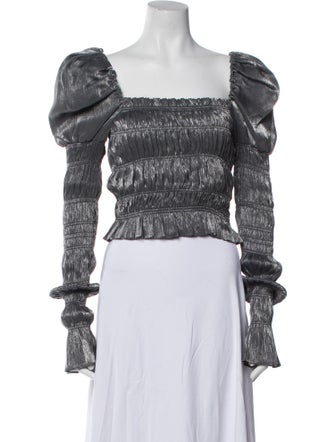 Caroline Constas Square Neckline Long Sleeve Crop Top