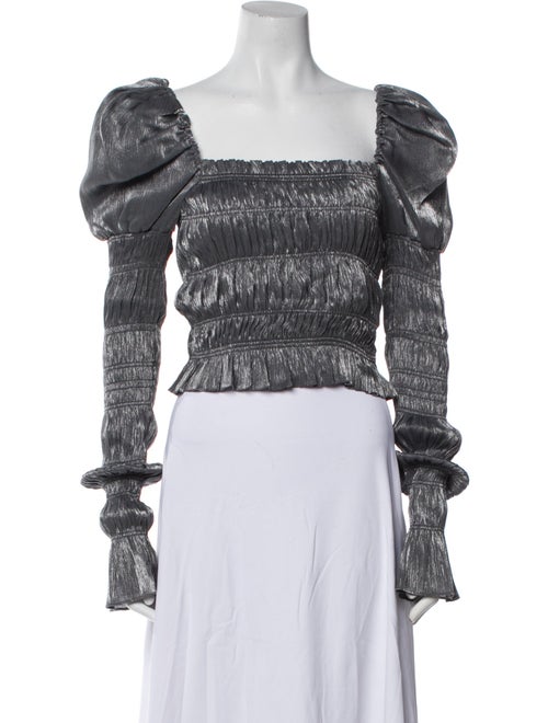 Caroline Constas Square Neckline Long Sleeve Crop Top