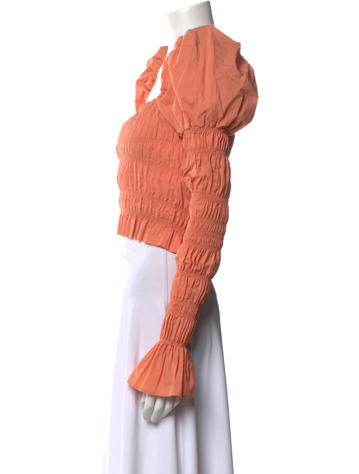 Caroline Constas Square Neckline Long Sleeve Crop Top