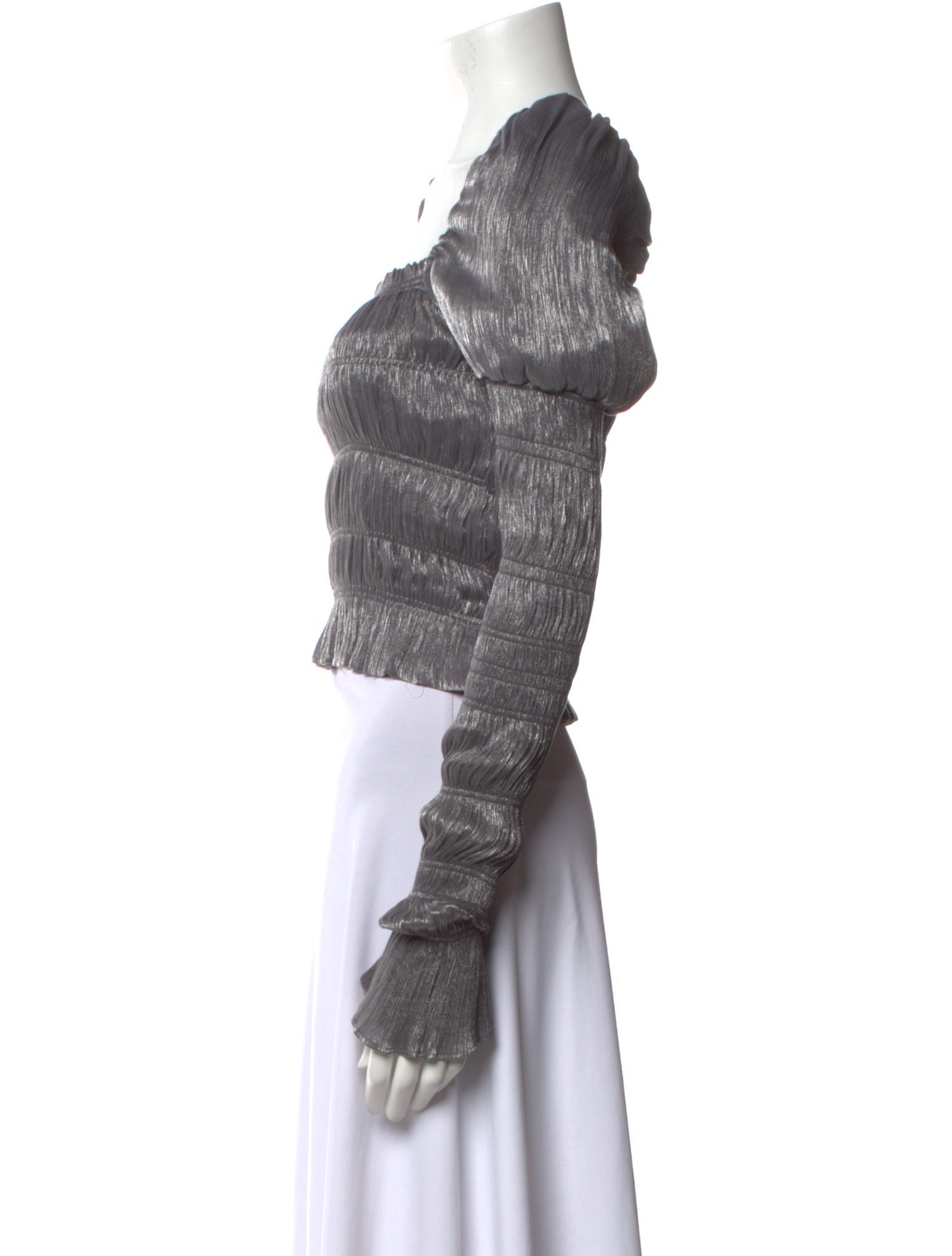 Caroline Constas Square Neckline Long Sleeve Crop Top