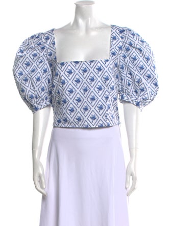 Caroline Constas Printed Square Neckline Crop Top