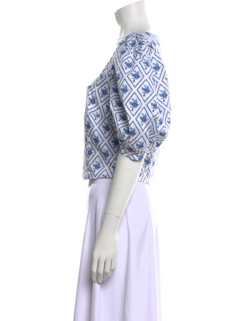 Caroline Constas Printed Square Neckline Crop Top