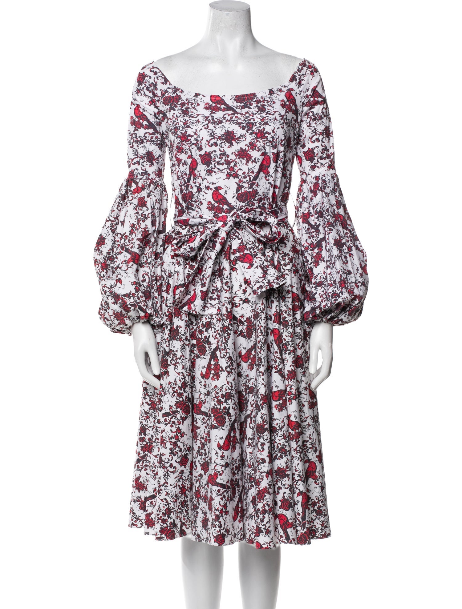Caroline Constas Floral Print Midi Length Dress